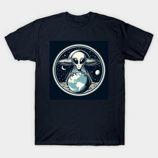 Grey Aliens in a UFO T-Shirt